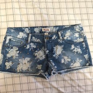 Floral jean shorts